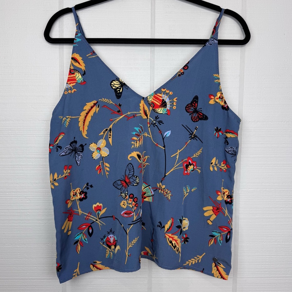 Abercrombie & Fitch Multicolor Floral Butterfly Print V-neck Spaghetti Tank Top